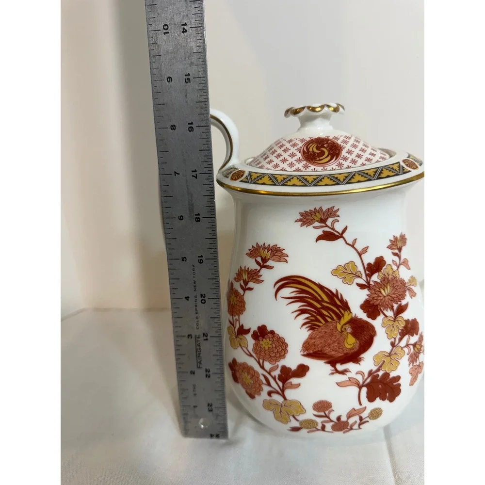 Wedgwood Golden Cockerel Coffee Pot Bone China England Rooster Floral Gold Trim